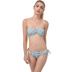 Corgis On Teal Twist Bandeau Bikini Set by Wav3s