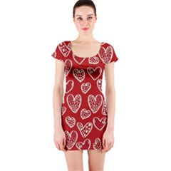 Vector Seamless Pattern Of Hearts With Valentine s Day Short Sleeve Bodycon Dress by Wav3s