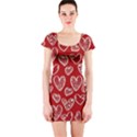 Vector Seamless Pattern Of Hearts With Valentine s Day Short Sleeve Bodycon Dress View1