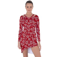 Vector Seamless Pattern Of Hearts With Valentine s Day Asymmetric Cut-out Shift Dress by Wav3s