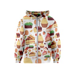 Seamless Pattern Hand Drawing Cartoon Dessert And Cake Kids  Zipper Hoodie by Wav3s