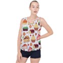 Seamless Pattern Hand Drawing Cartoon Dessert And Cake Bubble Hem Chiffon Tank Top View1