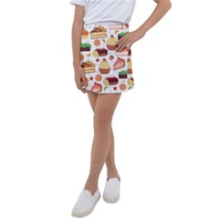 Seamless Pattern Hand Drawing Cartoon Dessert And Cake Kids  Tennis Skirt by Wav3s