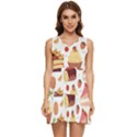 Seamless Pattern Hand Drawing Cartoon Dessert And Cake Tiered Sleeveless Mini Dress View1