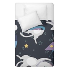 Space Cat Illustration Pattern Astronaut Duvet Cover Double Side (single Size) by Wav3s