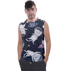 Space Cat Illustration Pattern Astronaut Men s Regular Tank Top by Wav3s