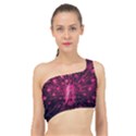 Peacock Pink Black Feather Abstract Spliced Up Bikini Top  View1