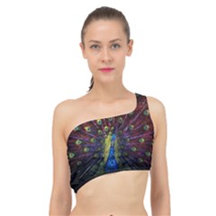 Peacock Feathers Spliced Up Bikini Top  by Wav3s