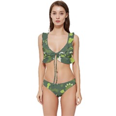 Cute Dinosaur Pattern Low Cut Ruffle Edge Bikini Set by Wav3s