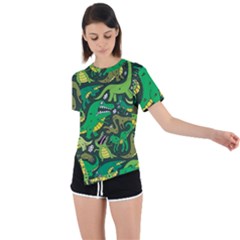 Dino Kawaii Asymmetrical Short Sleeve Sports Tee by Wav3s