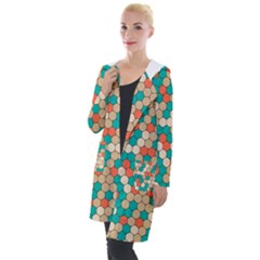 Multicolored Honeycomb Colorful Abstract Geometry Hooded Pocket Cardigan by Vaneshop