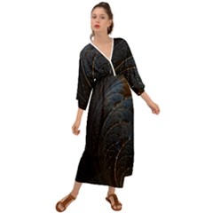 Abstract Dark Shine Structure Fractal Golden Grecian Style  Maxi Dress by Vaneshop