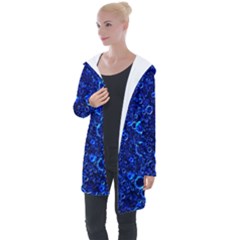 Blue Bubbles Abstract Longline Hooded Cardigan by Vaneshop