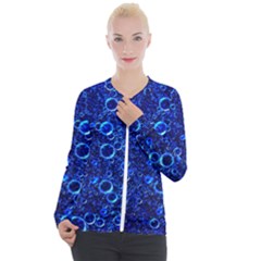 Blue Bubbles Abstract Casual Zip Up Jacket by Vaneshop