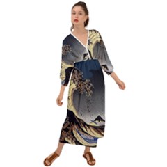 The Great Wave Off Kanagawa Japanese Waves Grecian Style  Maxi Dress by Vaneshop