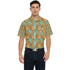 Owl Bird Pattern Men s Short Sleeve Pocket Shirt  by Vaneshop