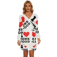 I Love Junk Food Long Sleeve Waist Tie Ruffle Velvet Dress by ilovewhateva