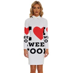 I Love Sweet Food Long Sleeve Shirt Collar Bodycon Dress by ilovewhateva