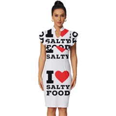 I Love Salty Food Vintage Frill Sleeve V-neck Bodycon Dress by ilovewhateva