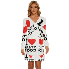 I Love Salty Food Long Sleeve Waist Tie Ruffle Velvet Dress by ilovewhateva