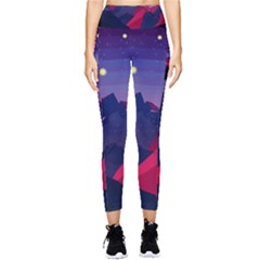 Abstract Landscape Sunrise Mountains Blue Sky Pocket Leggings  by Grandong