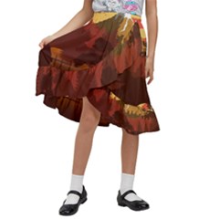 Japan Art Illustration Kids  Ruffle Flared Wrap Midi Skirt by Grandong