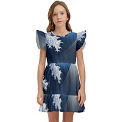 The Great Wave Off Kanagawa Kids  Winged Sleeve Dress by Grandong