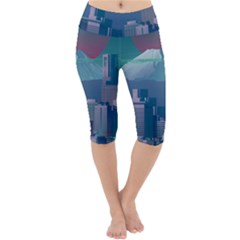 The Sun City Tokyo Japan Volcano Kyscrapers Building Lightweight Velour Cropped Yoga Leggings by Grandong