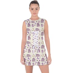 Beautiful Beauty Cartoon Cat Lace Up Front Bodycon Dress by Grandong