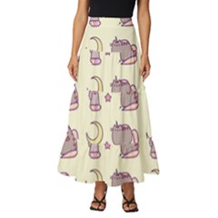 Beautiful Beauty Cartoon Cat Tiered Ruffle Maxi Skirt by Grandong