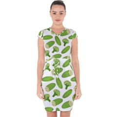 Vegetable Pattern With Composition Broccoli Capsleeve Drawstring Dress  by Grandong