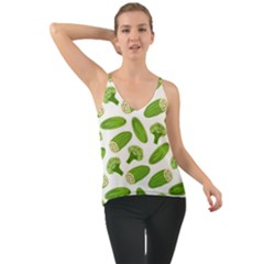 Vegetable Pattern With Composition Broccoli Chiffon Cami by Grandong