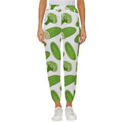 Vegetable Pattern With Composition Broccoli Women s Cropped Drawstring Pants by Grandong