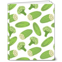 Vegetable Pattern With Composition Broccoli 8  X 10  Hardcover Notebook by Grandong