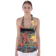 The City Style Bus Fantasy Architecture Art Babydoll Tankini Top by Grandong