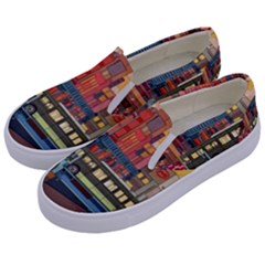 The City Style Bus Fantasy Architecture Art Kids  Canvas Slip Ons by Grandong