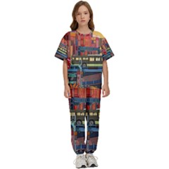 The City Style Bus Fantasy Architecture Art Kids  Tee And Pants Sports Set by Grandong