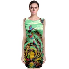 Monkey Tiger Bird Parrot Forest Jungle Style Sleeveless Velvet Midi Dress by Grandong