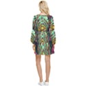 Monkey Tiger Bird Parrot Forest Jungle Style Tiered Long Sleeve Mini Dress View2