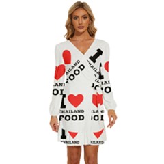 I Love Thailand Food Long Sleeve Waist Tie Ruffle Velvet Dress by ilovewhateva