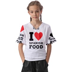 I Love Spanish Food Kids  V-neck Horn Sleeve Blouse by ilovewhateva