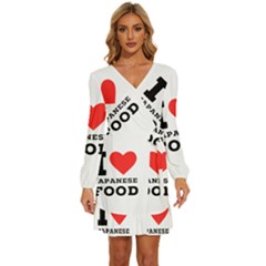 I Love Japanese Food Long Sleeve Waist Tie Ruffle Velvet Dress by ilovewhateva