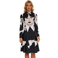 Wednesday Addams Long Sleeve Shirt Collar A-line Dress by Fundigitalart234