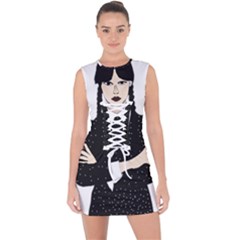 Wednesday Addams Lace Up Front Bodycon Dress by Fundigitalart234