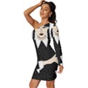 Wednesday addams Long Sleeve One Shoulder Mini Dress View2