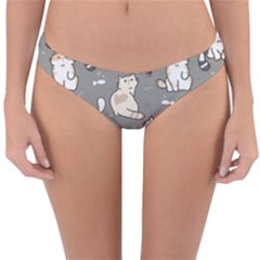 Cute Cat Pattern Cartoon Reversible Hipster Bikini Bottoms by Cowasu