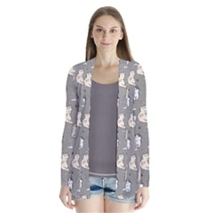 Cute Cat Pattern Cartoon Drape Collar Cardigan by Cowasu