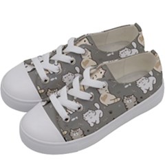 Cute Cat Pattern Cartoon Kids  Low Top Canvas Sneakers by Cowasu