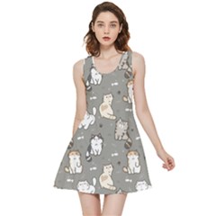 Cute Cat Pattern Cartoon Inside Out Reversible Sleeveless Dress by Cowasu