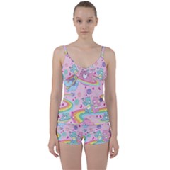 Bears Kawaii Pattern Tie Front Two Piece Tankini by Cowasu